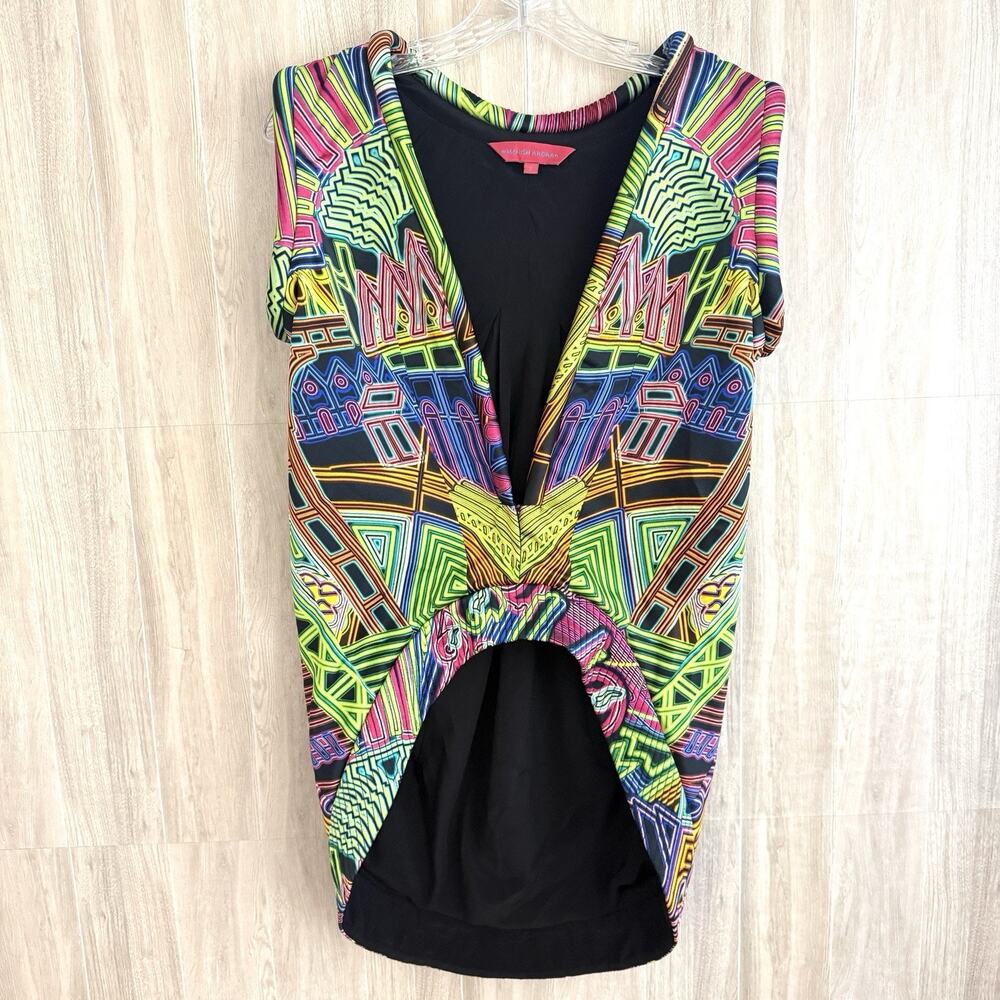 Manish Arora 100% SILK Womens Top Small Psychedelic Abstract High Low Designer